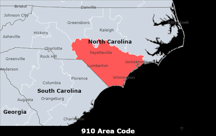 910 area code